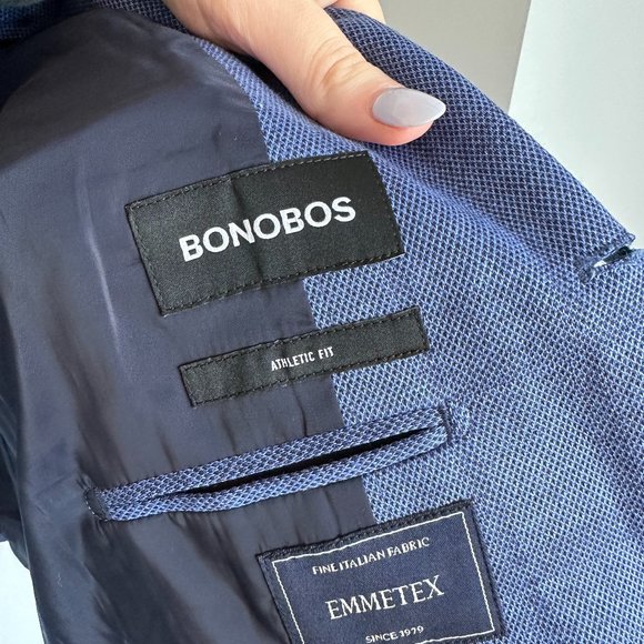 Bonobos Sport Coat Blazer Emmetex Fine Italian Fabric Athletic Fit Blue Plaid 40 - Picture 3 of 7